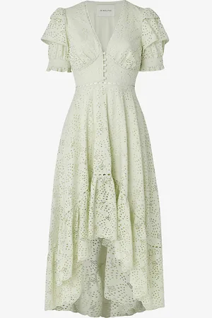 By Malina Marta Lace-embellished Woven Midi Dress