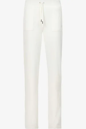 Juicy Couture Logo-embroidered Straight-leg High-rise Velour Trousers
