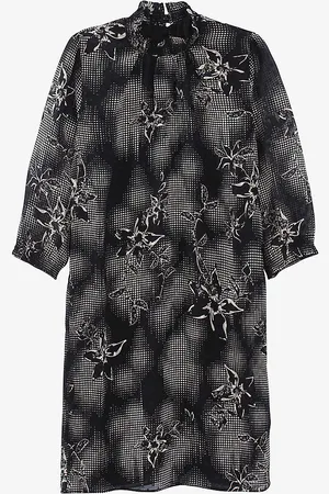 IKKS Floral-print Ruffle-collar Woven Mini Dress