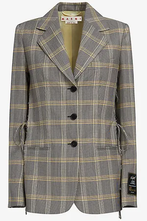 Marni Single-breasted Checked Relaxed-fit Wool-blend Blazer