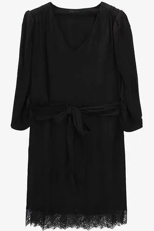 IKKS Lace-trim Puffed-sleeve Woven Mini Dress