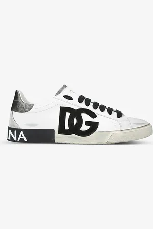 Dolce & Gabbana Portofino Vintage Logo-embossed Leather Low-top Trainers