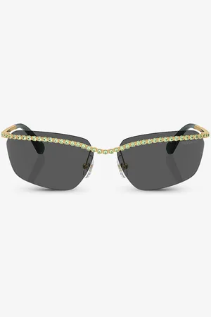 Swarovski Sk7001 Rectangle-frame Gem-embellished Metal Sunglasses