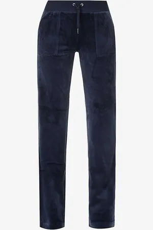 Juicy Couture Logo-embroidered Straight-leg High-rise Velour Trousers