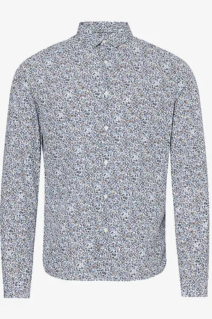 IKKS Floral-print Slim-fit Cotton Shirt