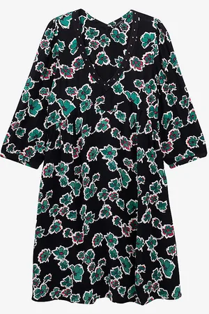 IKKS Floral-print V-neck Woven Mini Dress