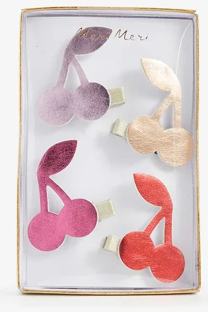 Meri Meri Cherry Pack of Four Faux-leather Hair Clips