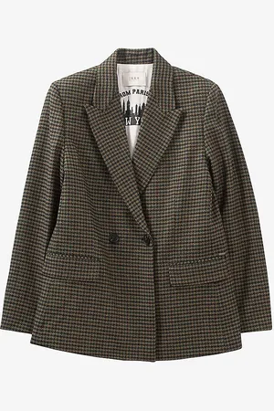 IKKS Houndstooth-pattern Peak-lapel Wool-blend Blazer