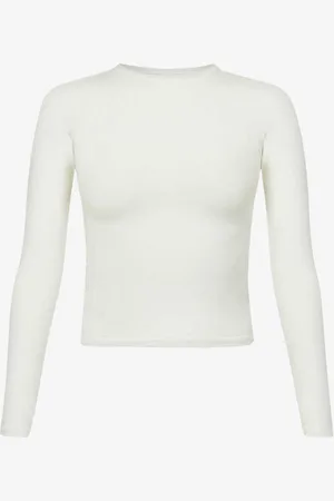 SKIMS Round-neck Long-sleeve Stretch-cotton Jersey Top