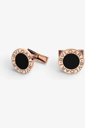 Bvlgari 18ct Rose-gold and Onyx Cufflinks