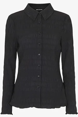 Whistles Long-sleeved Plissé Woven Shirt