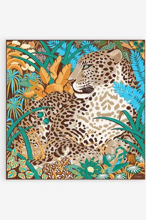 Cartier Panther in the Jungle Graphic-print Silk-twill Scarf