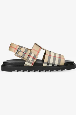 Burberry Axuburton Check-pattern Ankle-strap Leather Sandals 5-9 Years