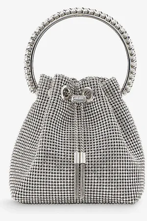 Jimmy Choo Bon Crystal-embellished Mesh Top-handle Bag