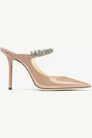 Jimmy Choo Bing 100 Crystal-embellished Patent-leather Heeled Mules