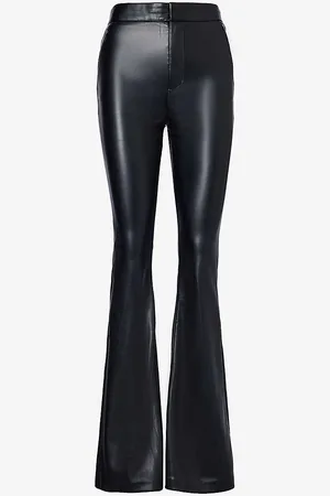 GOOD AMERICAN Zip-pocket Welt-pocket High-rise Flared-leg Faux-leather Trousers