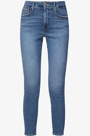 GOOD AMERICAN Good Legs Cropped Slim-leg Mid-rise Stretch-denim Jeans