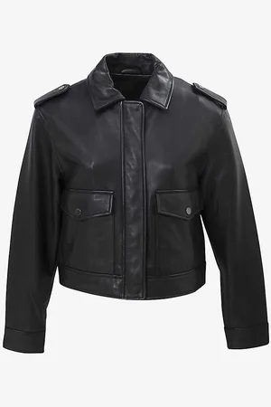 IKKS Stud-embellished Cropped Leather Jacket
