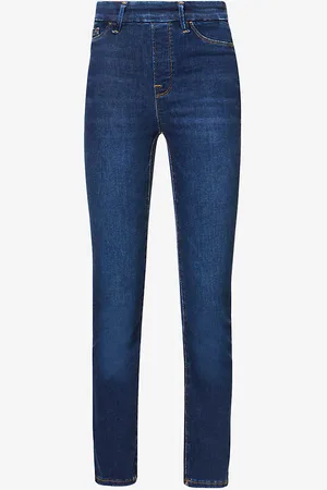 GOOD AMERICAN Pull on Straight Faded-wash High-rise Stretch-denim Jeans