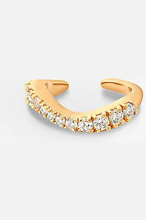 Astrid & Miyu Wave 18ct Yellow -plated Recycled Sterling-silver and Cubic Zirconia Ear Cuff