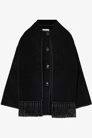 Totême Scarf-overlay Contrast-trim Relaxed-fit Wool-blend Jacket
