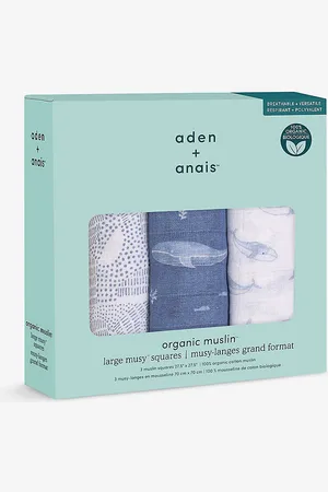 Aden + Anais Oceanic Graphic-print Organic-cotton Muslin Square Pack of Three
