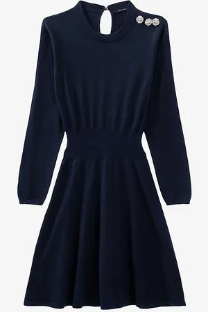 IKKS Diamante Button-embellished Cotton-blend Midi Dress