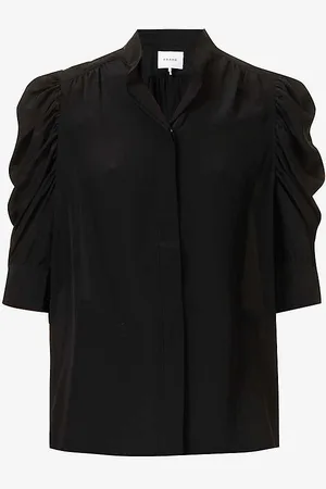Frame Gillian Puffed-shoulder Silk-crepe Top