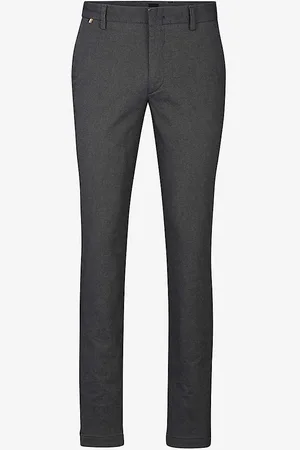 HUGO BOSS Logo-embellished Slim-fit Straight-leg Stretch-cotton Trousers