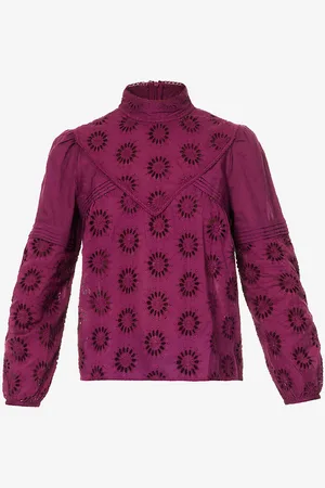 IKKS Flower-embroidered Cotton Blouse