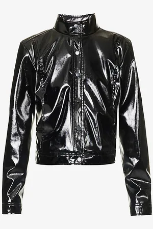 IKKS Straight-fit High-collar Vinyl Bomber Jacket
