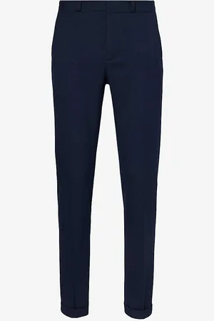 IKKS Geometric-pattern Slim-fit Straight-leg Stretch-woven Blend Trousers