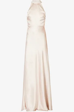 Six Stories Halterneck Slim-fit Satin Maxi Dress
