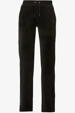 Juicy Couture Logo-embroidered Straight-leg Mid-rise Velour Trousers
