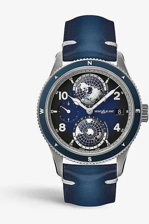 Montblanc Mb125565 1858 Geosphere Stainless Steel and Leather Automatic Chronograph Watch