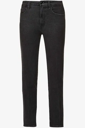 GOOD AMERICAN Good Straight Washed Straight-leg High-rise Stretch-organic-cotton Blend Denim Jeans