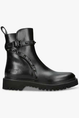 VALENTINO GARAVANI Rockstud Spike-embellished Leather Ankle Boots