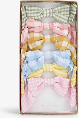 Meri Meri Gingham Check-pattern Pack of Six Woven Hair Clips
