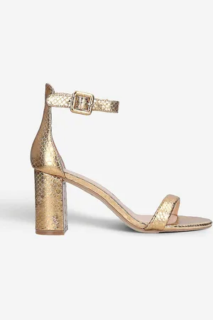 Kurt Geiger Langley Metallic Crocodile-embossed Leather Sandals