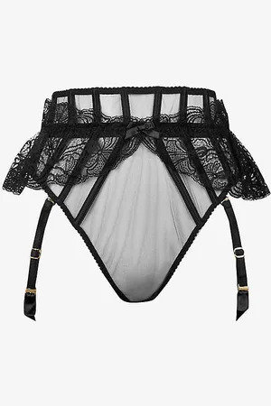 Agent Provocateur Rozlyn Mesh and Lace Suspender Thong