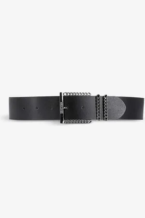 The Kooples Chain-embellished Logo-embossed Leather Belt