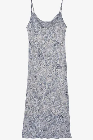 IKKS Graphic-print Cowl-neck Woven Midi Dress