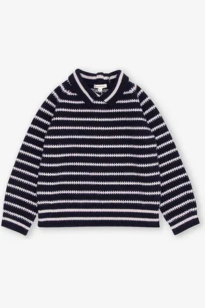 Caramel Veve Stripe-print Collared Merino-wool Jumper 3-12 Years