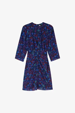 The Kooples Graphic-prink V-neck Silk Mini Dress