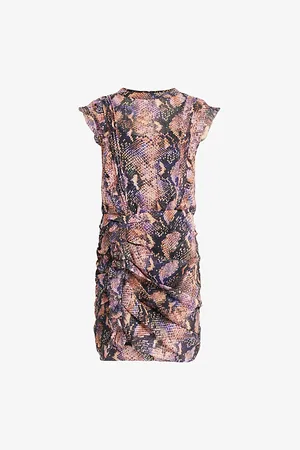 AllSaints Hali Tahoe Snake-print Woven Mini Dress