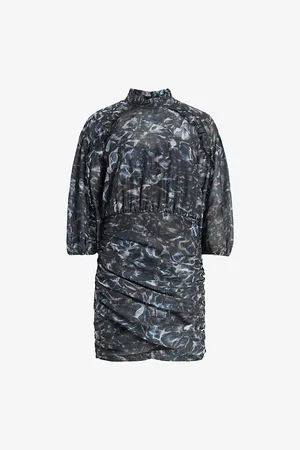 AllSaints Harlee Caladesi Graphic-print Frill-trim Recycled-polyester Mini Dress