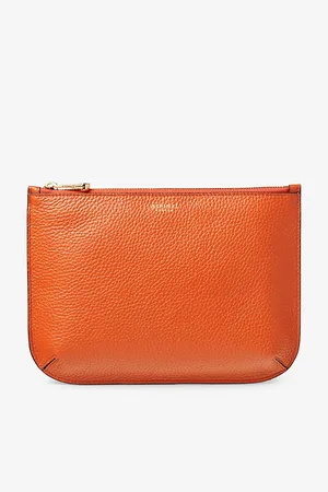 ASPINAL OF LONDON Ella Large Logo-print Grained-leather Pouch