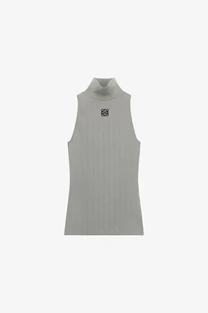 Loewe Anagram-embroidered High-neck Stretch-cotton Top