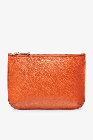 ASPINAL OF LONDON Ella Large Logo-print Grained-leather Pouch