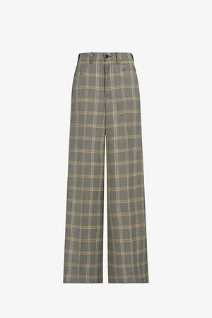 Marni Checked Relaxed-fit Wide-leg High-rise Wool-blend Trousers